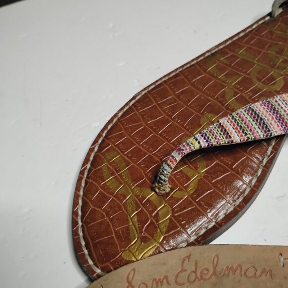 Sam Edelman Vegan Almond Woven Sand Gigi Thong Ankle Strap Sandals Size 9 1/2 - Picture 10 of 14